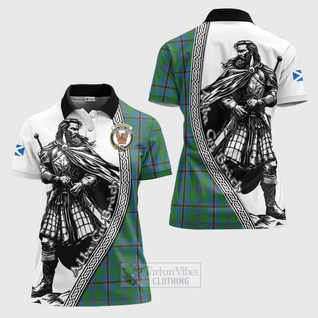 Tartan Vibes Clothing Snodgrass Tartan Clan Crest Women's Polo Shirt with Highlander Warrior Celtic Style