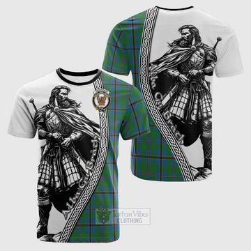 Snodgrass Tartan Clan Crest Cotton T-shirt with Highlander Warrior Celtic Style