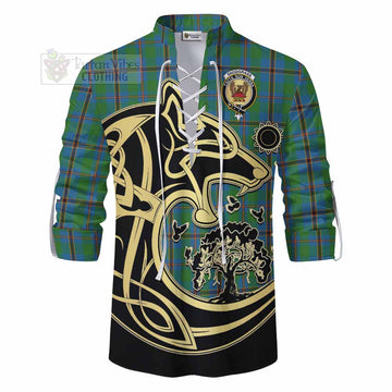 Snodgrass Tartan Ghillie Kilt Shirt with Family Crest Celtic Wolf Style