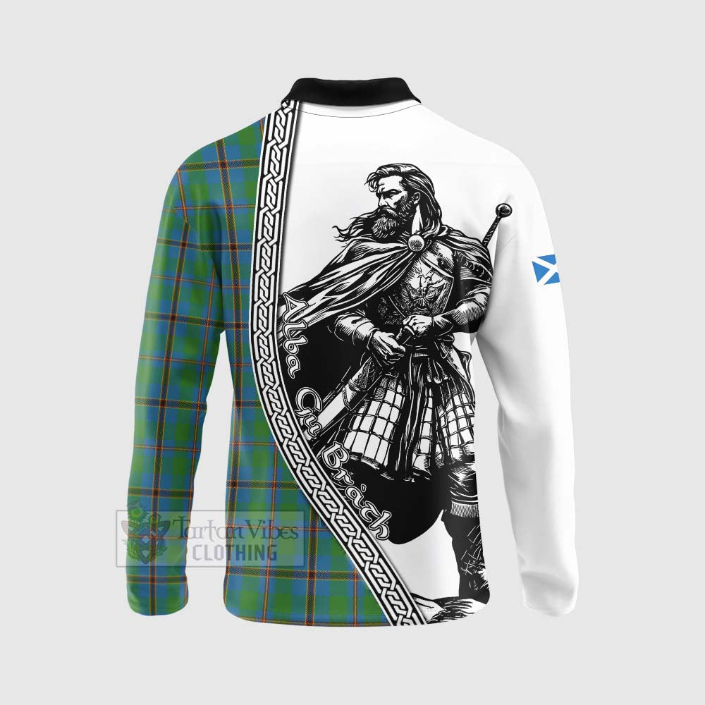 Tartan Vibes Clothing Snodgrass Tartan Clan Crest Long Sleeve Polo Shirt with Highlander Warrior Celtic Style