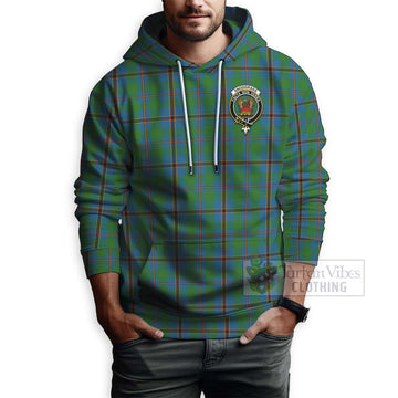 Snodgrass Tartan Hoodie with Family Crest and Bearded Skull Holding Bottles of Whiskey