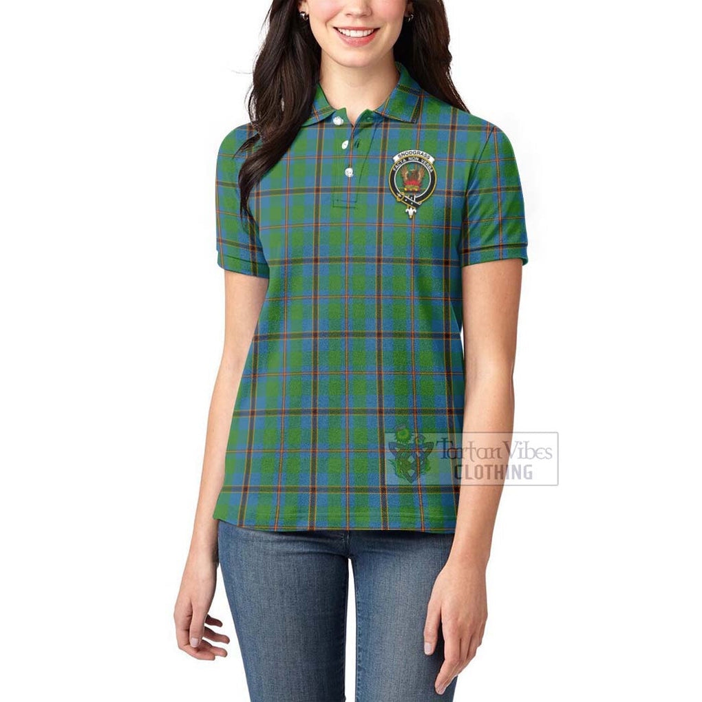 Tartan Vibes Clothing Snodgrass Tartan Women's Polo Shirt with Family Crest and Bearded Skull Holding Bottles of Whiskey