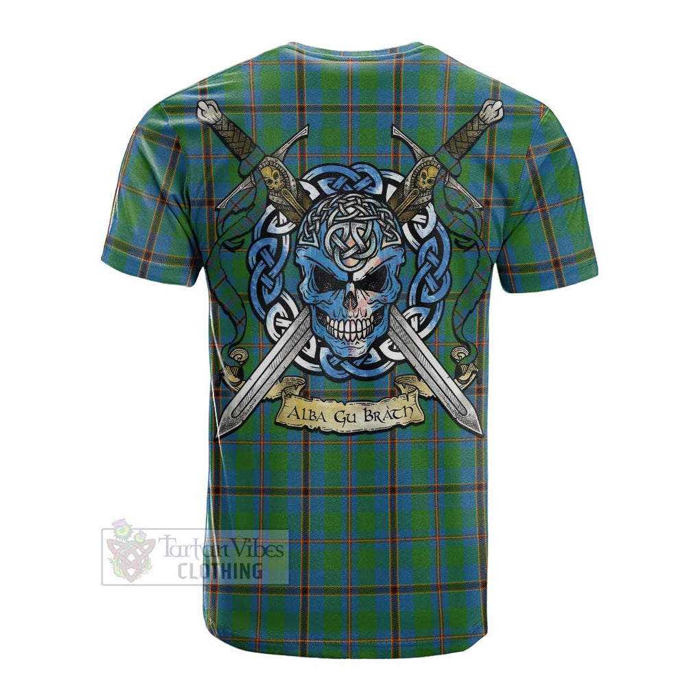 Tartan Vibes Clothing Snodgrass Tartan Cotton T-shirt with Family Crest Celtic Skull Style