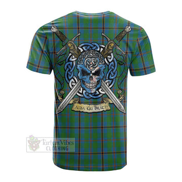 Snodgrass Tartan Cotton T-shirt with Family Crest Celtic Skull Style