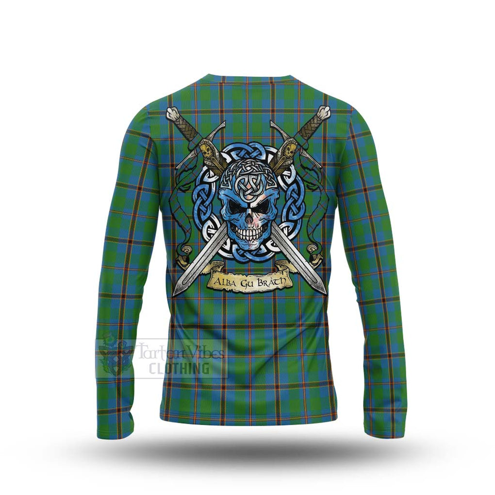 Tartan Vibes Clothing Snodgrass Tartan Long Sleeve T-Shirt with Family Crest Celtic Skull Style