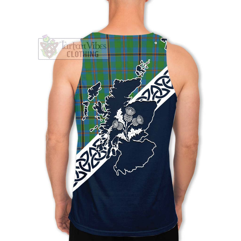 Tartan Vibes Clothing Snodgrass Tartan Men's Tank Top Featuring Thistle and Scotland Map