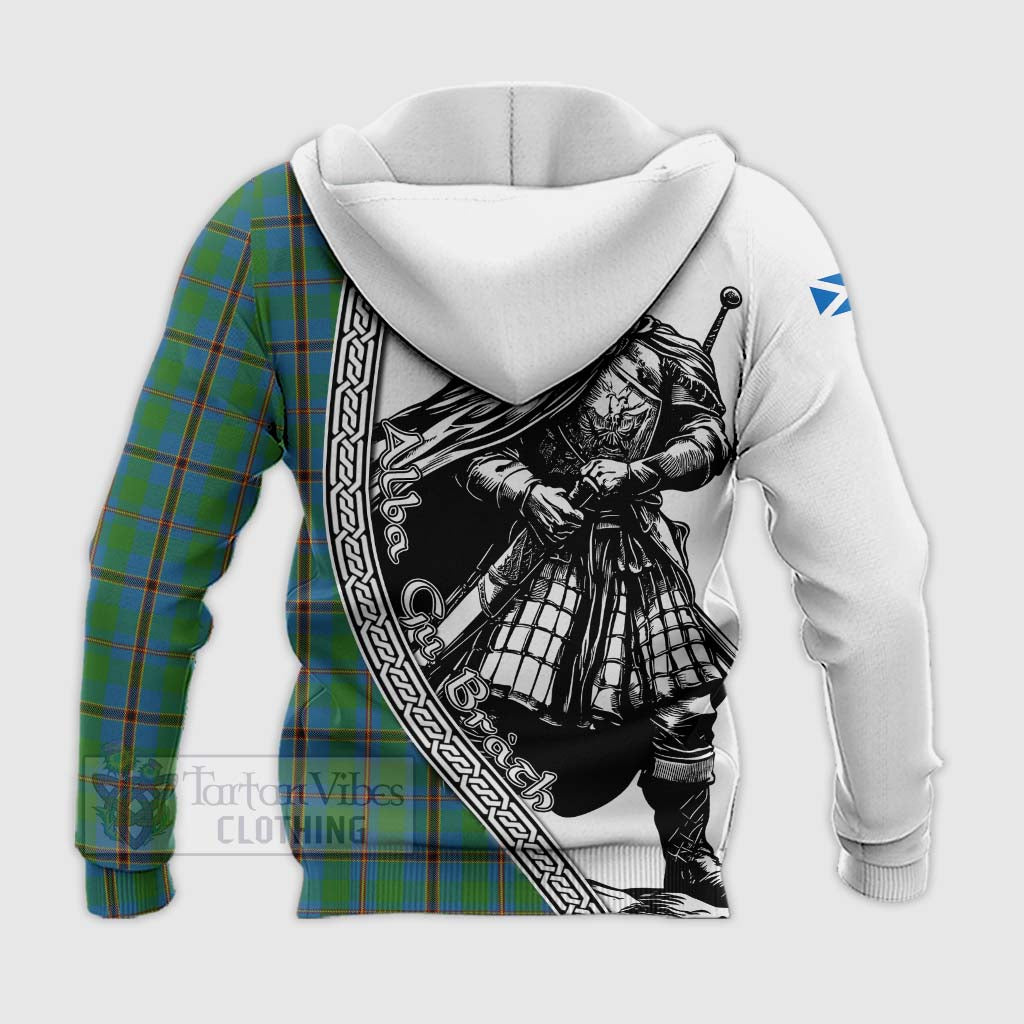 Tartan Vibes Clothing Snodgrass Tartan Clan Crest Knitted Hoodie with Highlander Warrior Celtic Style