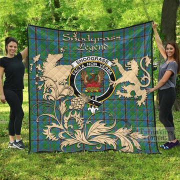 Snodgrass Tartan Quilt with Family Crest and Scottish Symbol Style