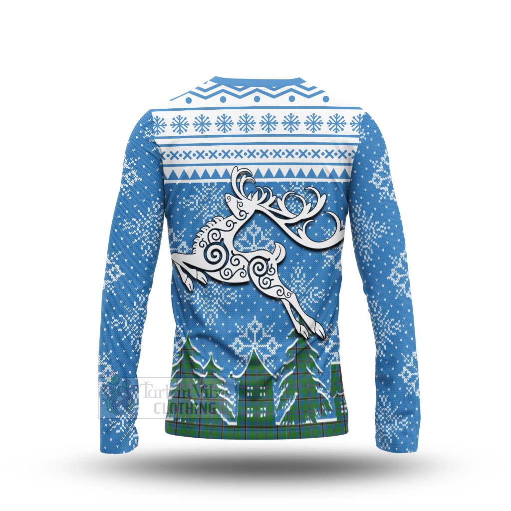 Snodgrass Clan Christmas Long Sleeve T-Shirt Celtic Reindeer Style - Tartan Vibes Clothing