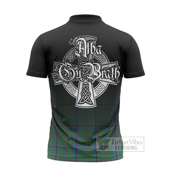 Snodgrass Tartan Zipper Polo Shirt Featuring Alba Gu Brath Family Crest Celtic Inspired