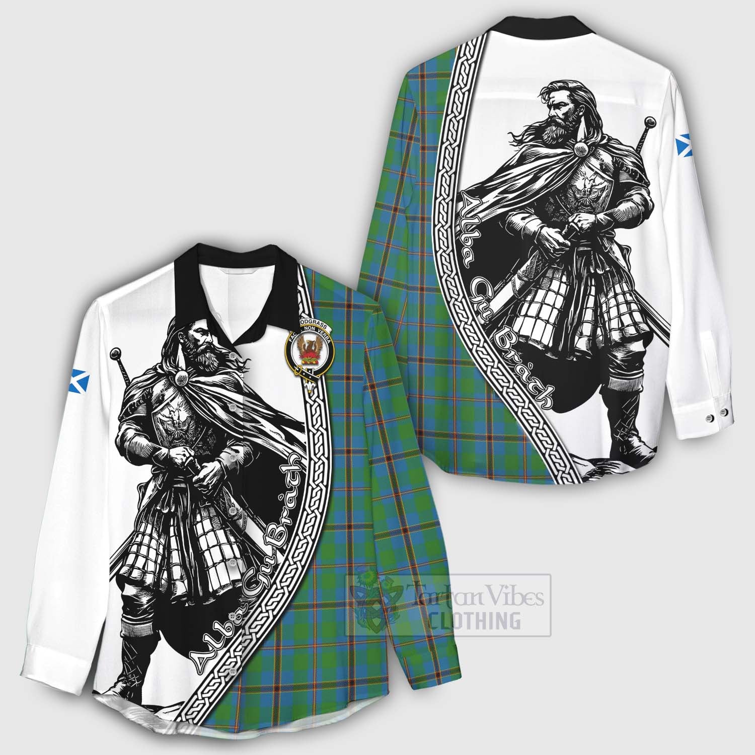 Tartan Vibes Clothing Snodgrass Tartan Clan Crest Women's Casual Shirt with Highlander Warrior Celtic Style