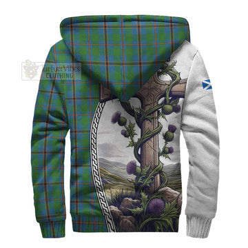 Snodgrass Tartan Sherpa Hoodie with Family Crest and St. Andrew's Cross Accented by Thistle Vines