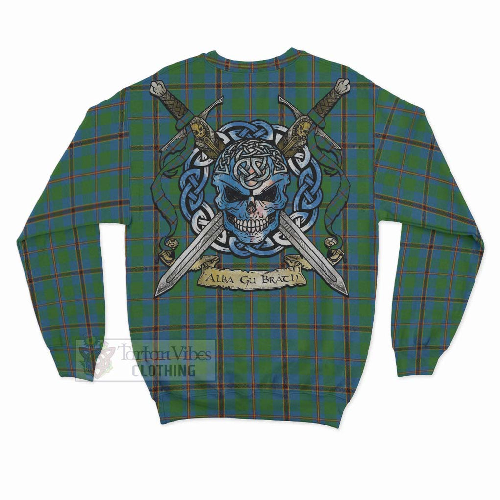 Tartan Vibes Clothing Snodgrass Tartan Sweatshirt with Family Crest Celtic Skull Style