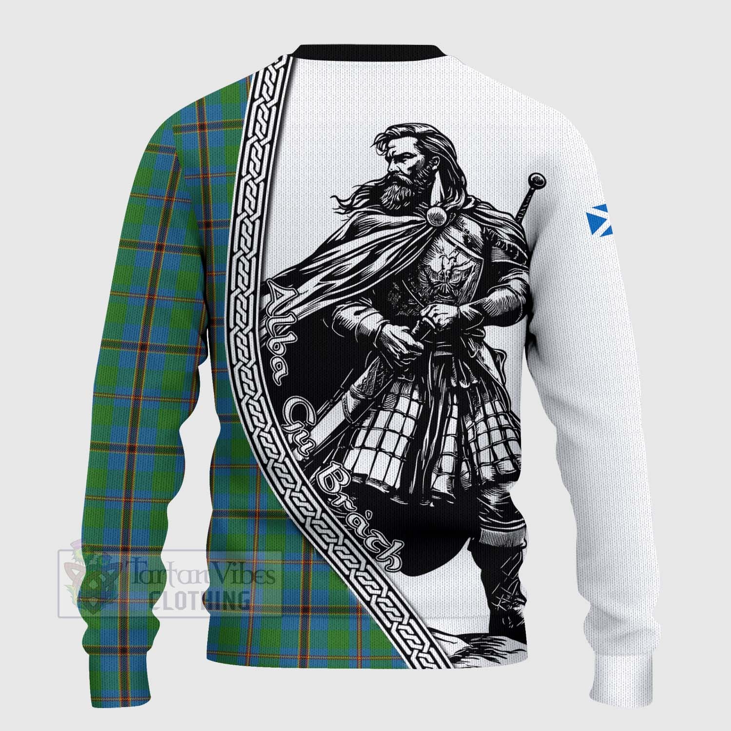 Tartan Vibes Clothing Snodgrass Tartan Clan Crest Knitted Sweater with Highlander Warrior Celtic Style