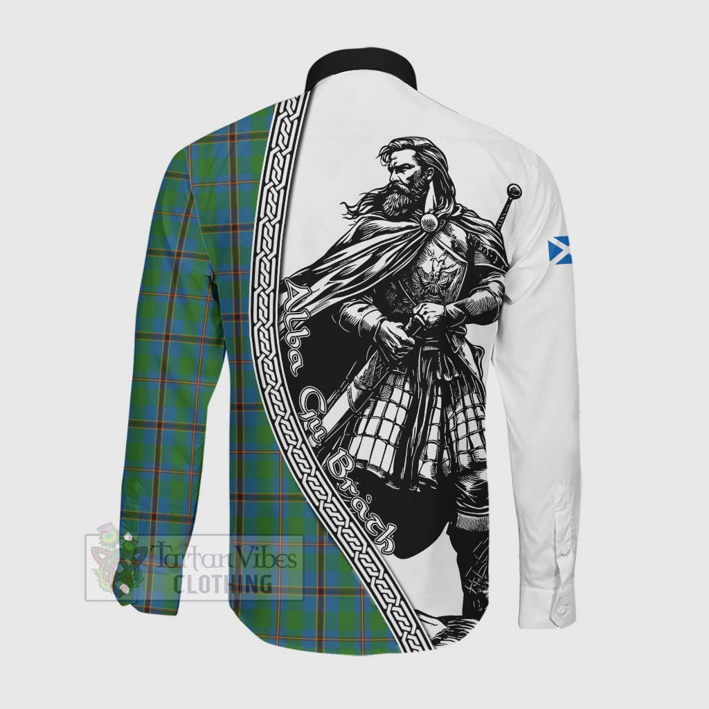 Tartan Vibes Clothing Snodgrass Tartan Clan Crest Long Sleeve Button Shirt with Highlander Warrior Celtic Style