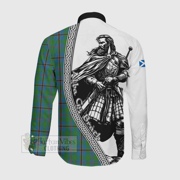 Snodgrass Tartan Clan Crest Long Sleeve Button Shirt with Highlander Warrior Celtic Style