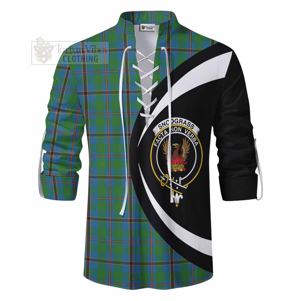 Tartan Vibes Clothing Snodgrass Tartan Ghillie Kilt Shirt with Family Crest Circle Style