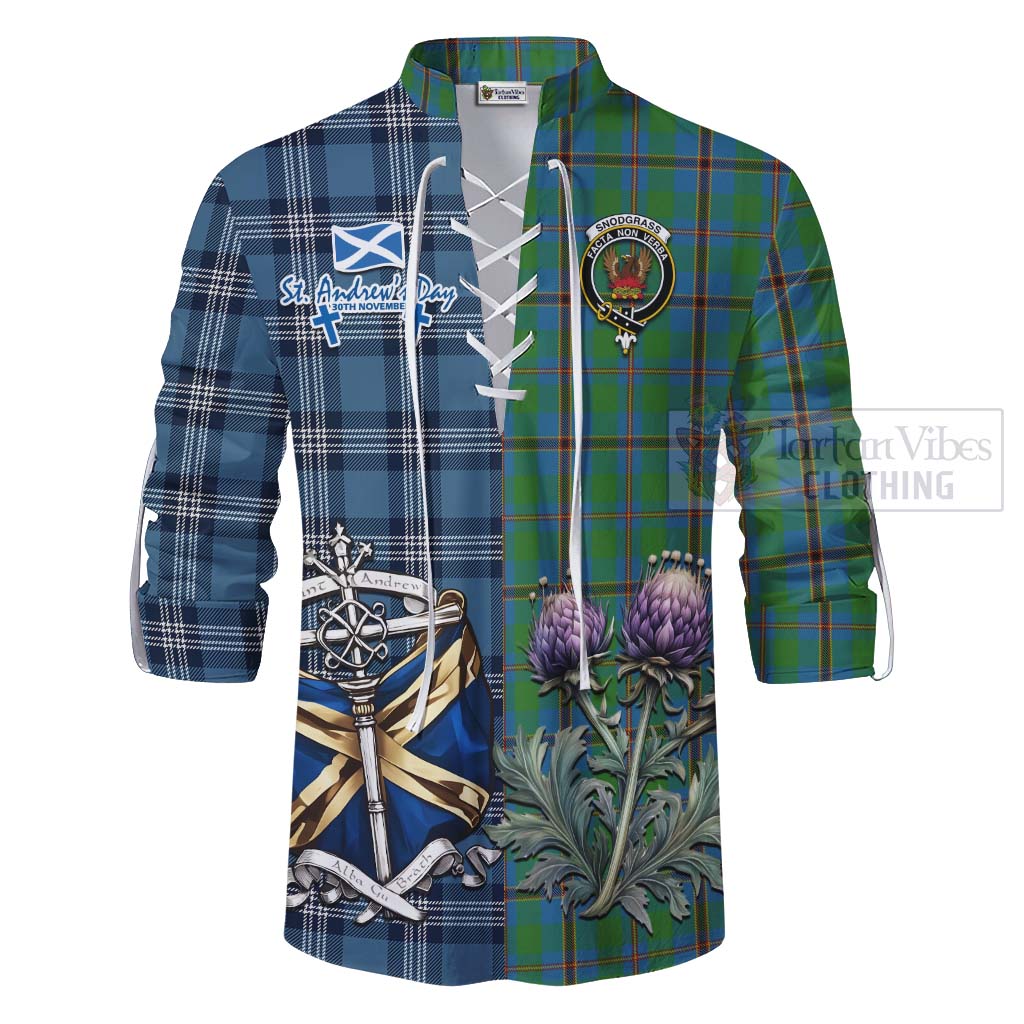 Tartan Vibes Clothing Snodgrass Tartan Ghillie Kilt Shirt Happy St. Andrew's Day Half Tartan Style