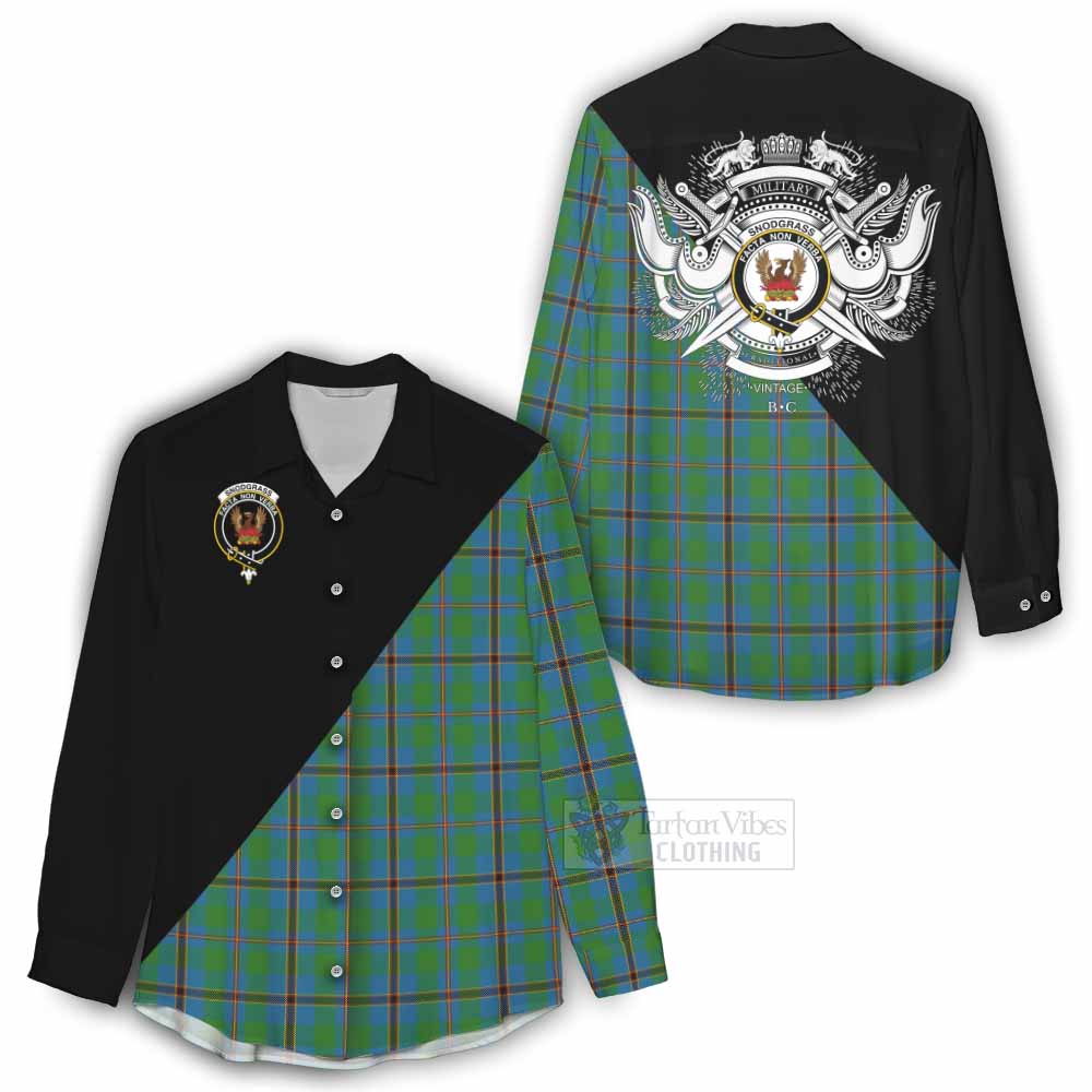 Tartan Vibes Clothing Snodgrass Tartan Women's Casual Shirt with Family Crest and Military Logo Style