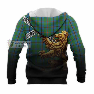 Snodgrass Crest Tartan Knitted Hoodie with Golden Lion Emblem Celtic Style - Tartan Vibes Clothing