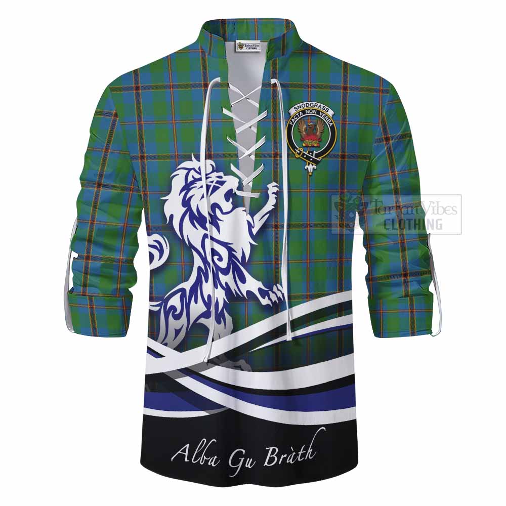 Tartan Vibes Clothing Snodgrass Tartan Ghillie Kilt Shirt with Alba Gu Brath Regal Lion Emblem