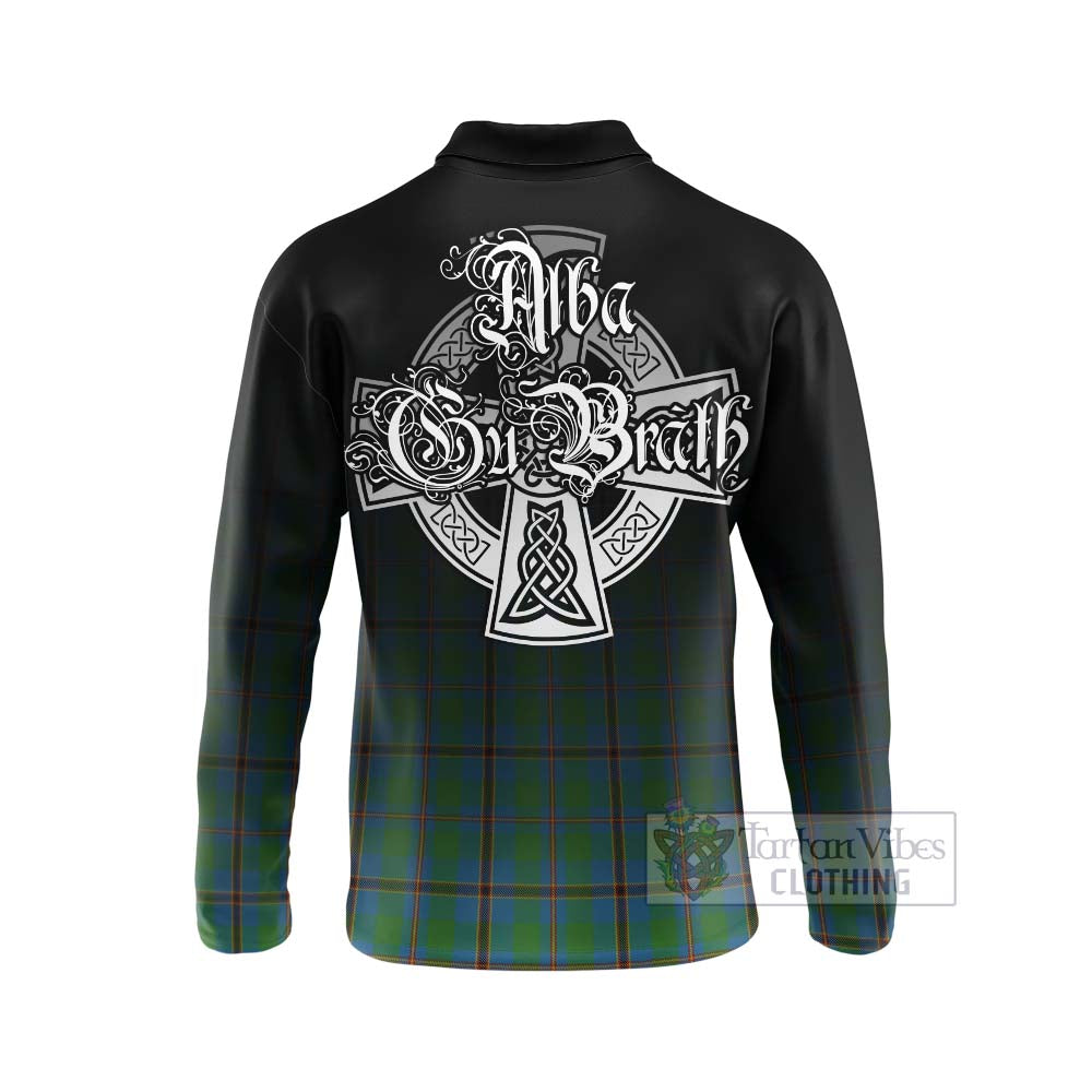 Tartan Vibes Clothing Snodgrass Tartan Long Sleeve Polo Shirt Featuring Alba Gu Brath Family Crest Celtic Inspired