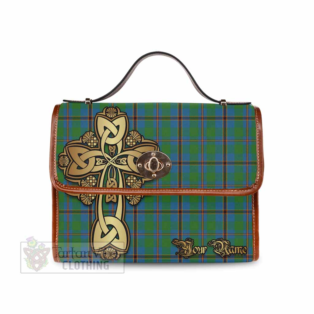 Tartan Vibes Clothing Snodgrass Tartan Waterproof Canvas Bag Golden Thistle Celtic Cross Style