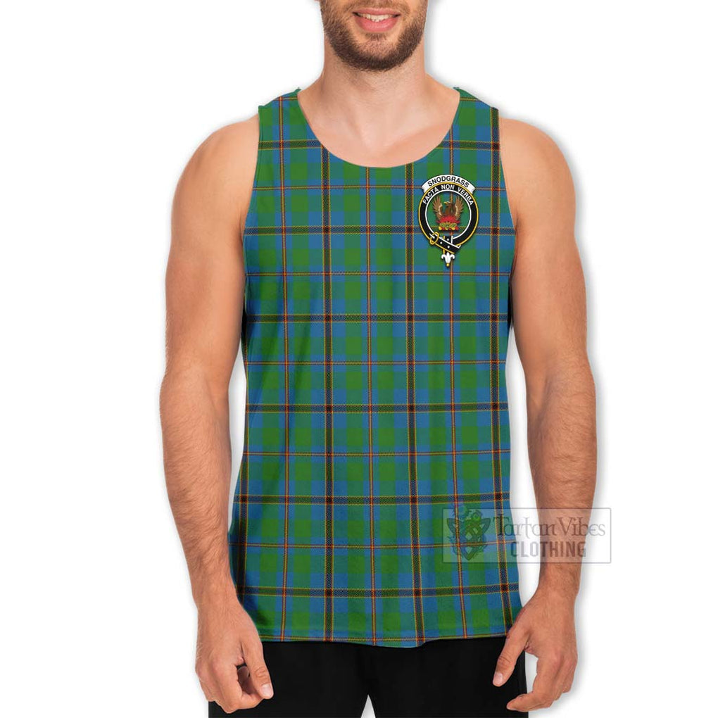 Tartan Vibes Clothing Snodgrass Tartan Men's Tank Top with Family Crest and Bearded Skull Holding Bottles of Whiskey