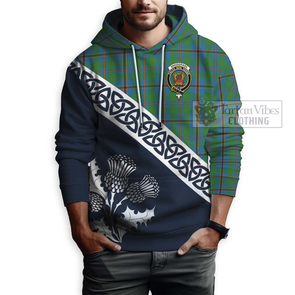 Tartan Vibes Clothing Snodgrass Tartan Hoodie Featuring Thistle and Scotland Map