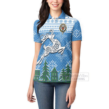 Snodgrass Clan Christmas Women's Polo Shirt Celtic Reindeer Style - Tartan Vibes Clothing