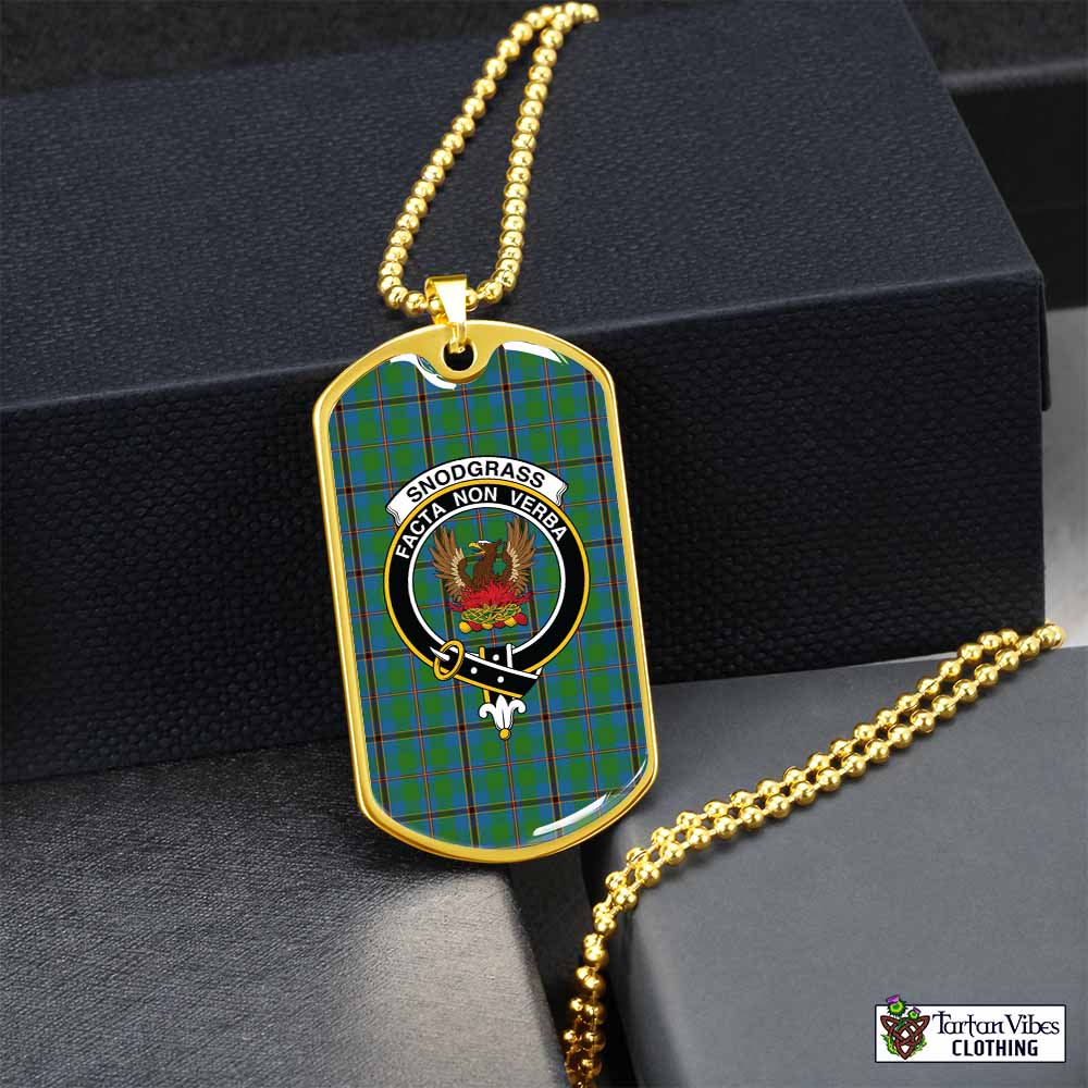 Tartan Vibes Clothing Snodgrass Tartan Dog Tag Necklace with Family Crest