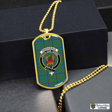 Snodgrass Tartan Dog Tag Necklace with Family Crest