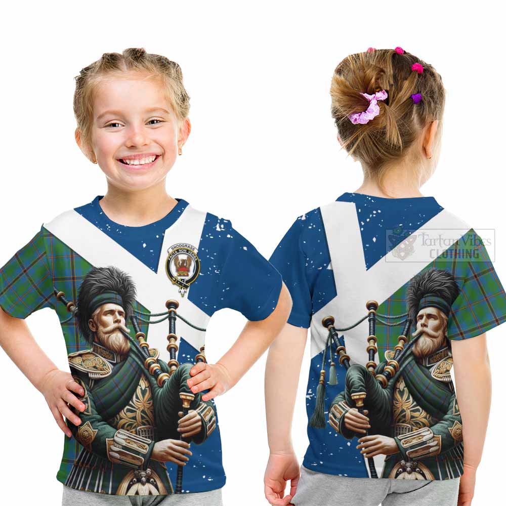 Tartan Vibes Clothing Snodgrass Tartan Kid T-Shirt with Family Crest Scottish Bagpiper Vibes