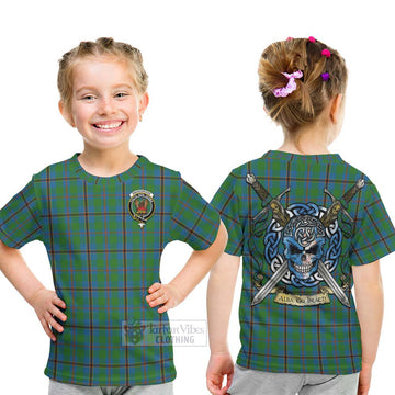 Snodgrass Tartan Kid T-Shirt with Family Crest Celtic Skull Style