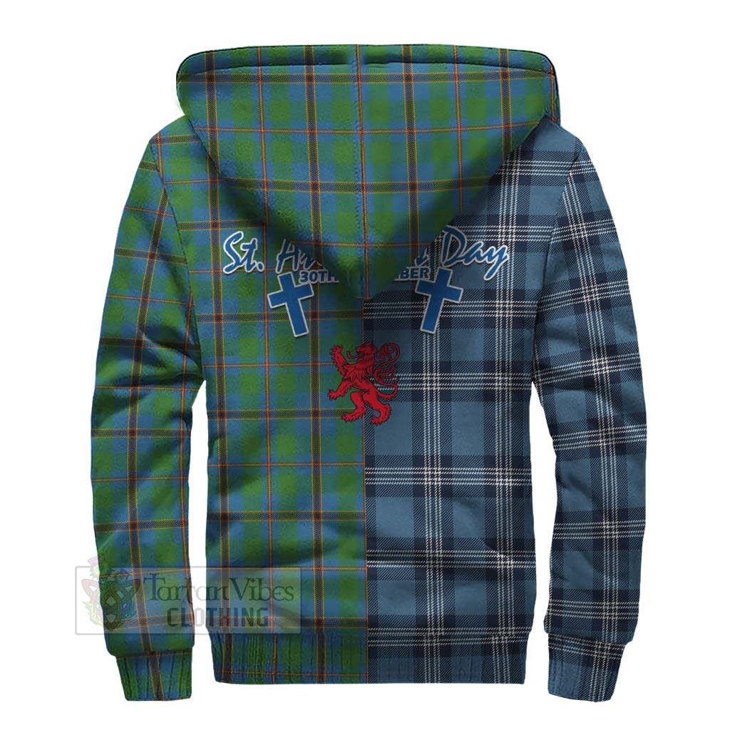 Tartan Vibes Clothing Snodgrass Tartan Sherpa Hoodie Happy St. Andrew's Day Half Tartan Style