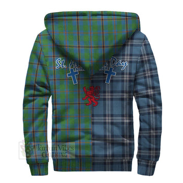 Snodgrass Tartan Sherpa Hoodie Happy St. Andrew's Day Half Tartan Style