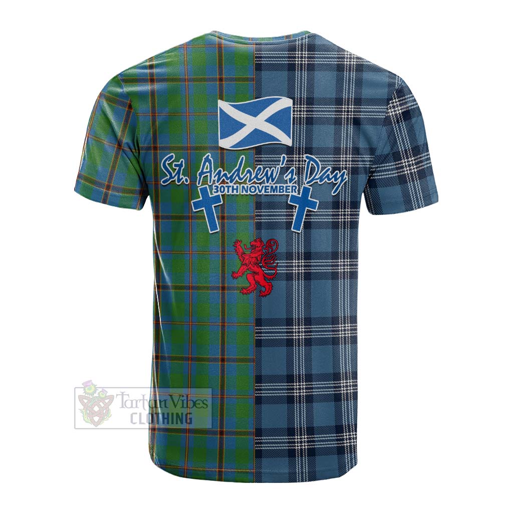 Tartan Vibes Clothing Snodgrass Tartan Cotton T-shirt Happy St. Andrew's Day Half Tartan Style