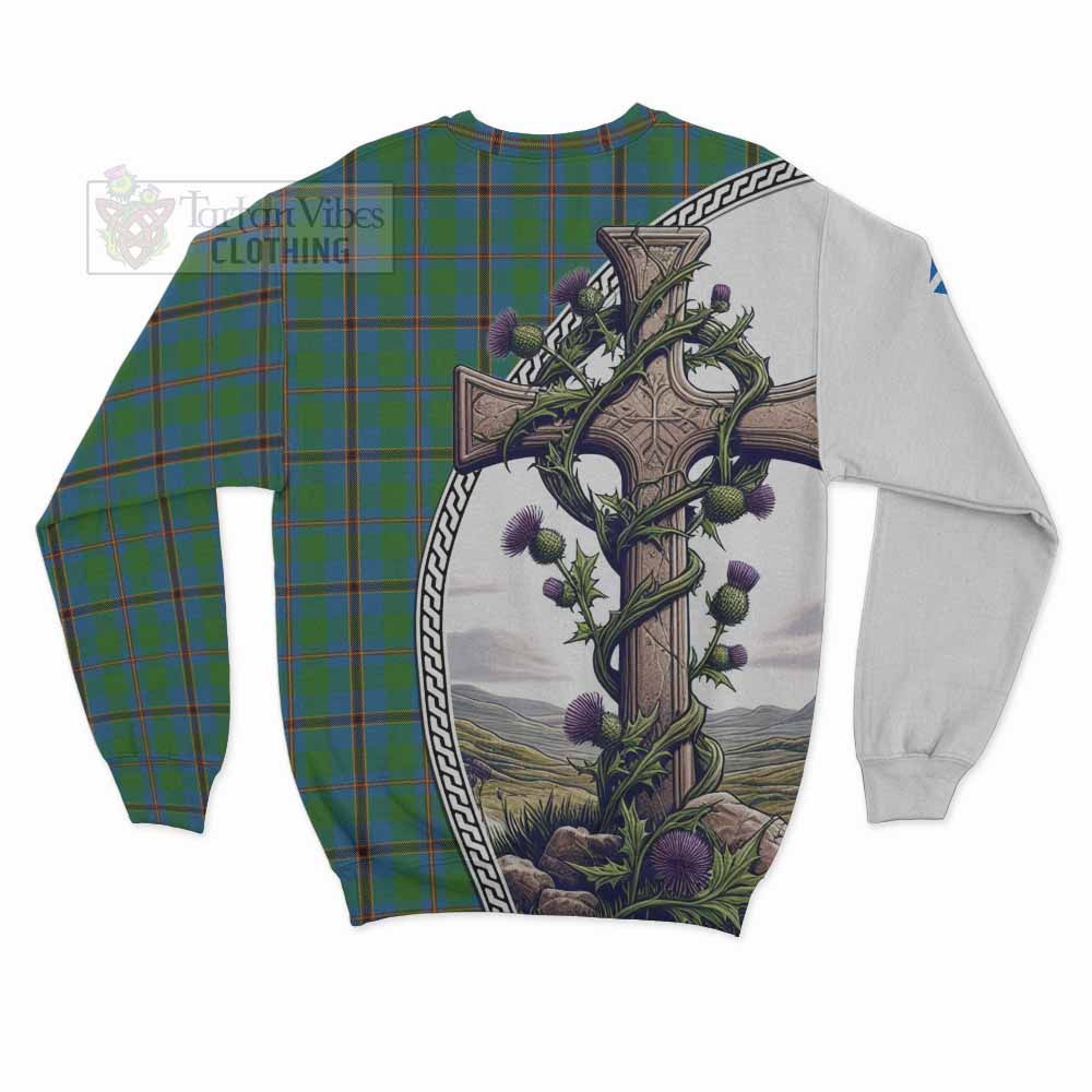 Tartan Vibes Clothing Snodgrass Tartan Sweatshirt with Family Crest and St. Andrew's Cross Accented by Thistle Vines