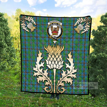 Snodgrass Tartan Quilt with Family Crest and Golden Thistle Style