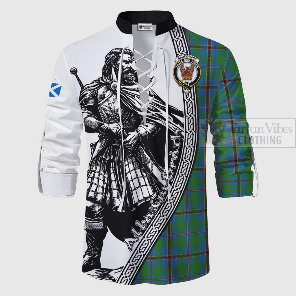 Tartan Vibes Clothing Snodgrass Tartan Clan Crest Ghillie Kilt Shirt with Highlander Warrior Celtic Style