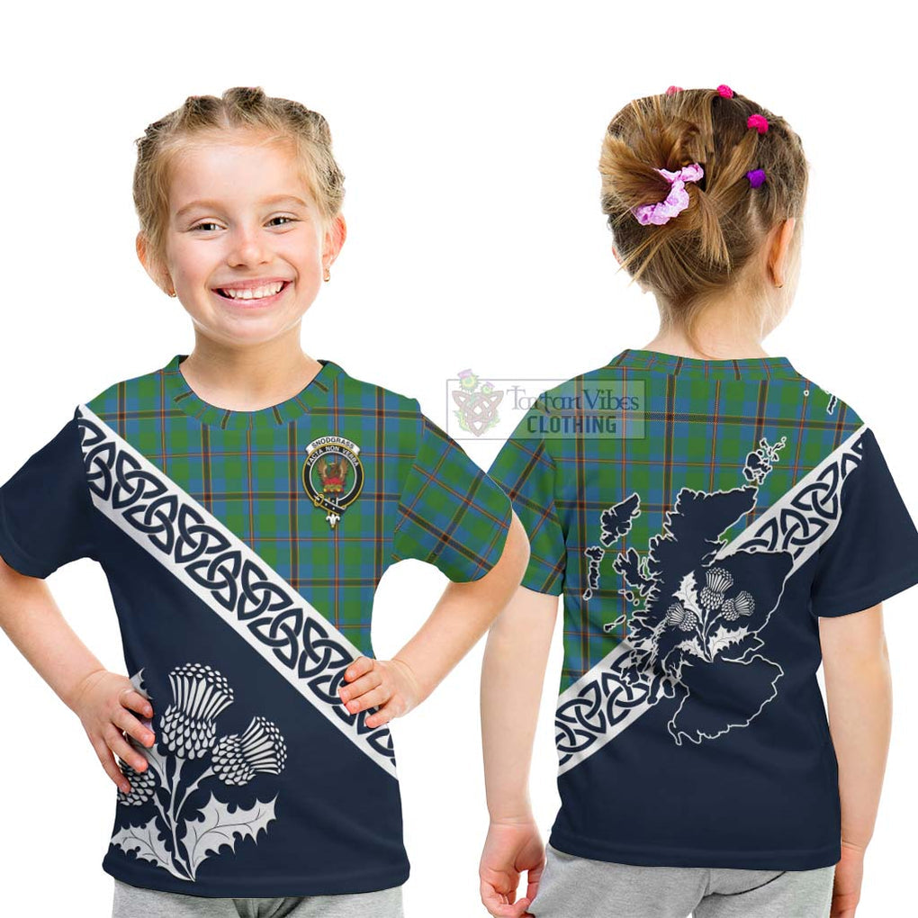 Tartan Vibes Clothing Snodgrass Tartan Kid T-Shirt Featuring Thistle and Scotland Map