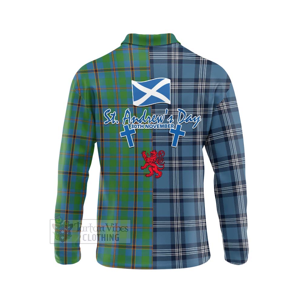 Tartan Vibes Clothing Snodgrass Tartan Long Sleeve Polo Shirt Happy St. Andrew's Day Half Tartan Style