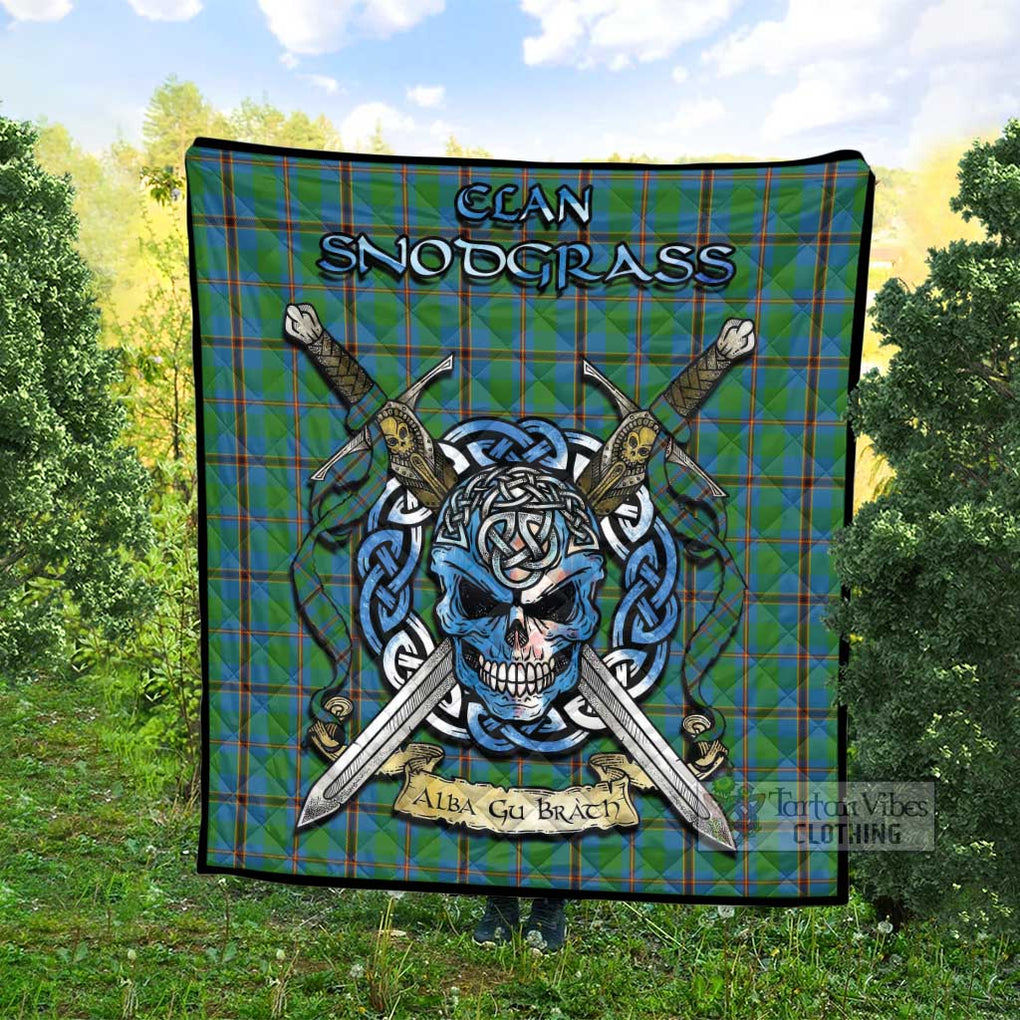 Tartan Vibes Clothing Snodgrass Tartan Quilt with Celtic Skull Alba Gu Brath Style