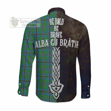 Snodgrass Tartan Family Crest Long Sleeve Button Shirt Alba Gu Brath Be Brave Lion Ancient Style Men's Shirt - Tartan Vibes Clothing