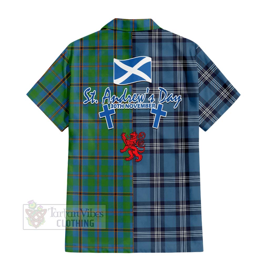 Tartan Vibes Clothing Snodgrass Tartan Short Sleeve Button Shirt Happy St. Andrew's Day Half Tartan Style