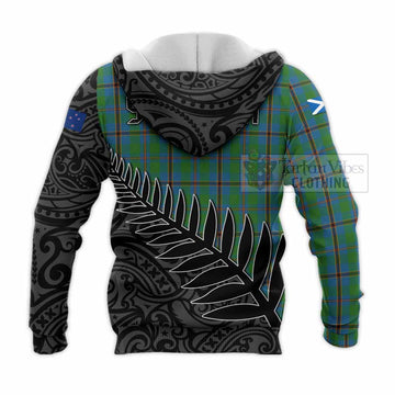 Snodgrass Crest Tartan Knitted Hoodie with New Zealand Silver Fern Half Style