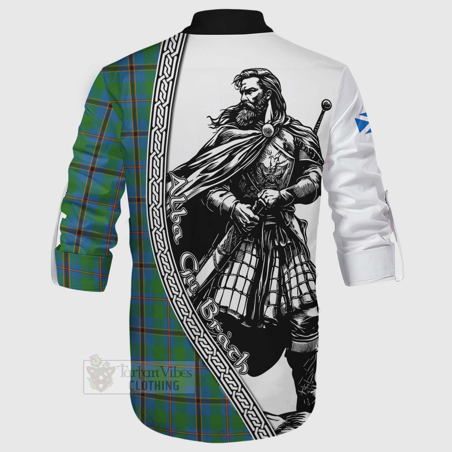 Tartan Vibes Clothing Snodgrass Tartan Clan Crest Ghillie Kilt Shirt with Highlander Warrior Celtic Style