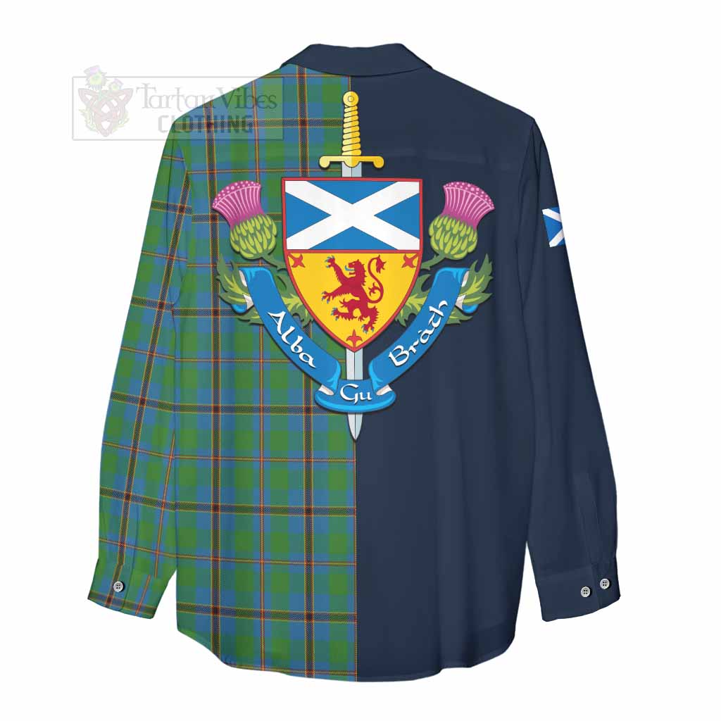 Tartan Vibes Clothing Snodgrass Tartan Women's Casual Shirt Alba with Scottish Lion Royal Arm Half Style