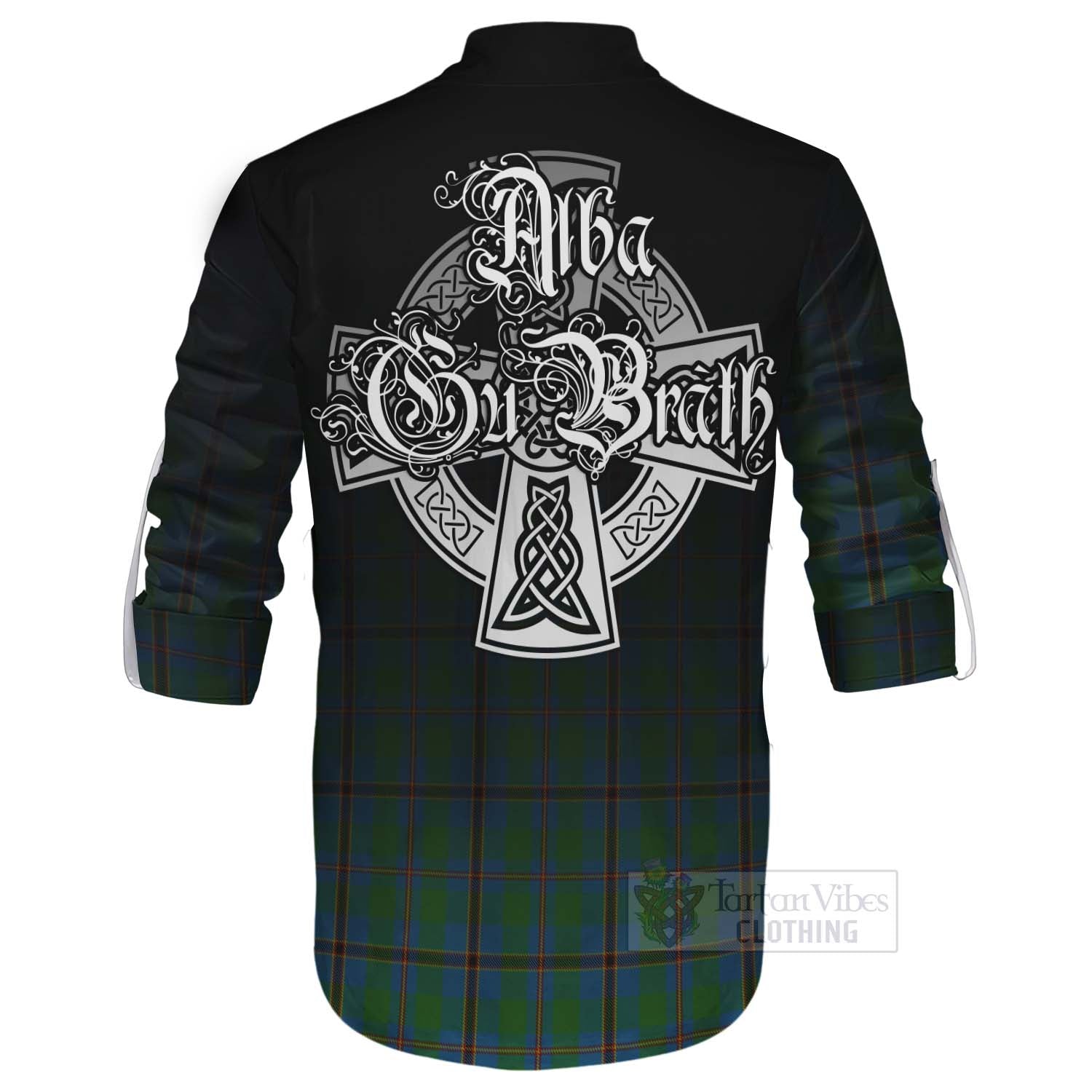 Tartan Vibes Clothing Snodgrass Tartan Ghillie Kilt Shirt Featuring Alba Gu Brath Family Crest Celtic Inspired