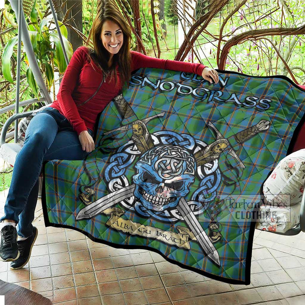 Tartan Vibes Clothing Snodgrass Tartan Quilt with Celtic Skull Alba Gu Brath Style